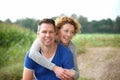 Happy older couple smiling outdoors together Royalty Free Stock Photo