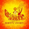 Happy Onam background in Indian art style Royalty Free Stock Photo