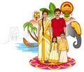 Happy Onam background in Indian art style Royalty Free Stock Photo