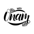 Happy Onam festival typography lettering