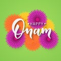 Happy Onam greeting lettering.