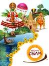 Happy Onam holiday for South India festival background Royalty Free Stock Photo