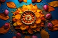 Happy Onam. Holiday for South India festival. for greeting card, banner, poster, title, emblem, label, tag. ancient