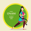 Happy Onam. Indian woman dancing