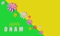 Happy onam kerala festival greetings background with flowers. 3d rendering