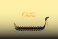 Happy Onam. Vallam Kali a boat race illustration in minimal design. Kathakali Abstract Royalty Free Stock Photo