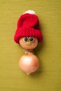 Happy onion in red hat