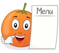 Happy Orange Character with Blank Menu