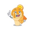 Happy orange ice cream mascot design concept with brown envelope