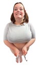 Happy overweight woman.