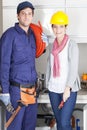 Happy pair of plumbers Royalty Free Stock Photo