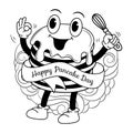 Happy Pancake Day with hand drawn doodle illustration