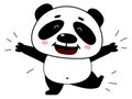 Happy panda baby. Cute celebrating bear animal