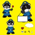 Happy panda bear cartoon with police man custome set collection