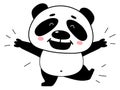 Happy panda jumping. Joyful animal. Excited character