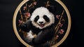 Happy Panda Yarn Painting With Playful Expressions And Photorealistic Detail