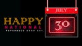 Happy Paperback Book Day , July 30. Calendar of july month on workplace neon Text Effect