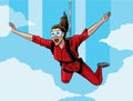 Happy parachuting girl
