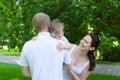 Happy parents with baby boy outdoors Royalty Free Stock Photo