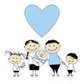 Happy parents with children, newborn baby in hands Royalty Free Stock Photo