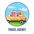 Happy Parents with Children Traveling by Car Icon
