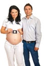Happy parents holding sonogram Royalty Free Stock Photo