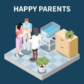 Happy Parents Isometric Background