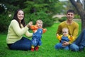 Happy parents with twins Royalty Free Stock Photo