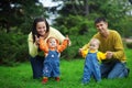 Happy parents with twins Royalty Free Stock Photo