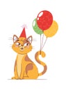 Happy party cat with balloons Royalty Free Stock Photo
