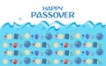 Happy Passover banner greeting card with Jewish Holiday traditional decoration vector illustration Judaica