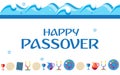 Happy Passover banner greeting card with Jewish Holiday traditional decoration vector illustration Judaica