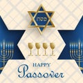 Happy Passover card, the Pessah holiday with nice and creative Jewish symbols