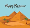 Happy Passover. Jewish holiday card template with desert Egypt view. vector illustration