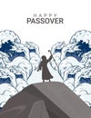 happy passover poster template with moses illustration