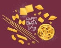 Happy pasta day poster crimson