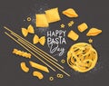 Happy pasta day poster grey