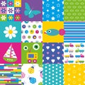 Happy patchwork pattern collection Royalty Free Stock Photo