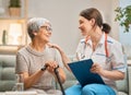 Happy patient and caregiver Royalty Free Stock Photo