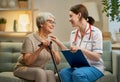 Happy patient and caregiver Royalty Free Stock Photo