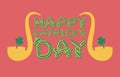 Happy Patrick`s Day lettering emblem. Celtic font letters. Natio