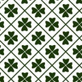 Happy Patricks Day Background With Shamrock Leaves On White Irish Seamless Pattern