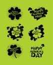 Happy Patricks day set of emblems. Logos for Irish grunge holiday