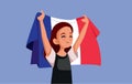French Woman Holding National Flag Vector Cartoon