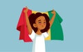 Guinean Girl Holding National Flag Vector Cartoon