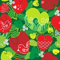 Happy pattern with hearts and love birds, . Royalty Free Stock Photo