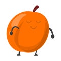 Happy peach character vector isolated. Cartoon food smiling