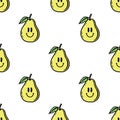 HAPPY PEAR ICON COLOR SEAMLESS PATTERN WHITE