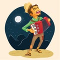 Happy peasant playing the accordion Royalty Free Stock Photo