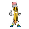 Happy pencil cartoon illustration with a white background